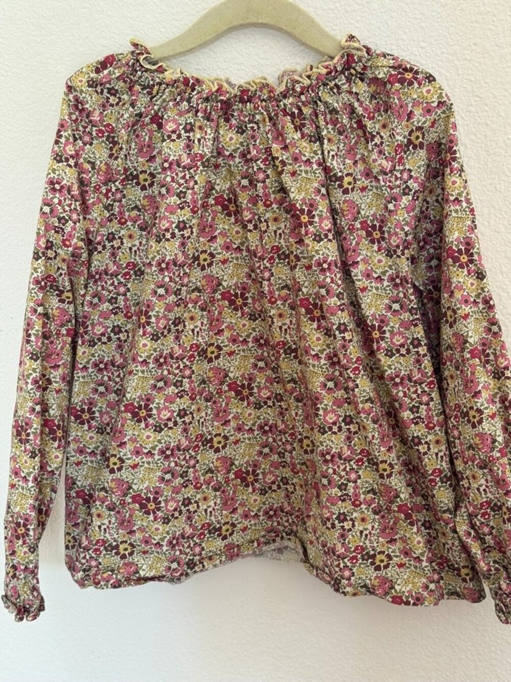 Bonton Carla Floral Cotton Blouse Pink Girls Size 8Y